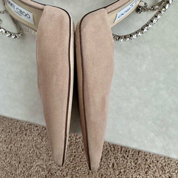 Jimmy CHOO Saeda 100 crystal-embellished suede pumps in Ballet pink/crystal - Picture 11 of 14